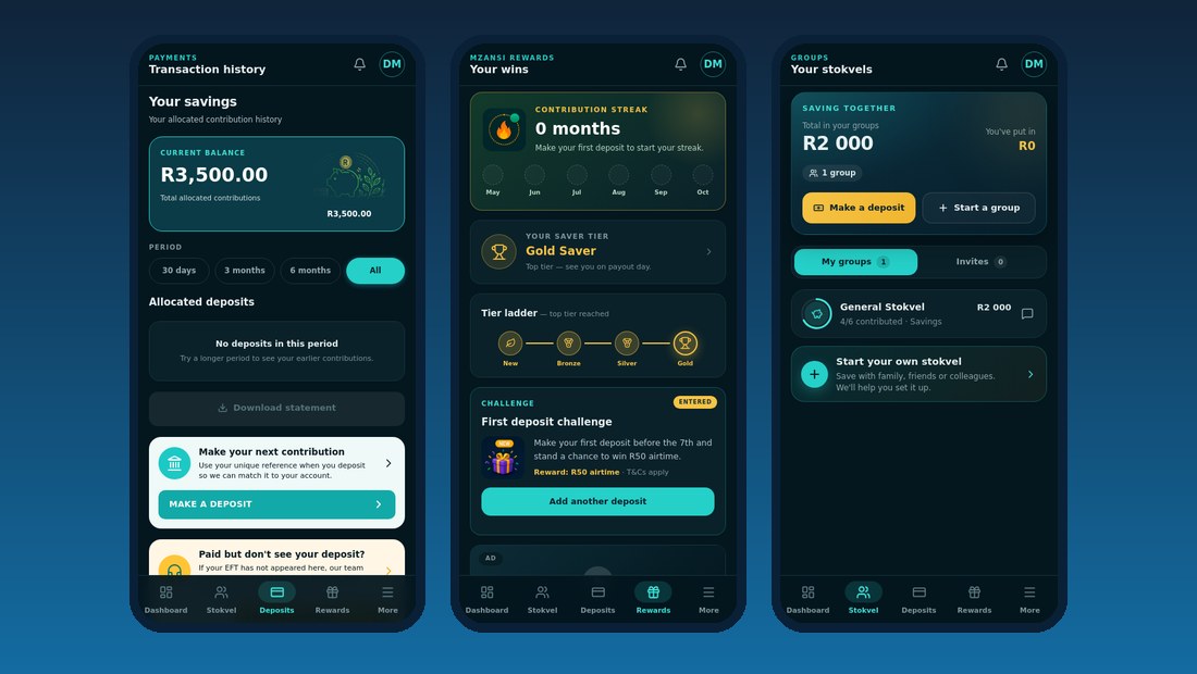 Stokvel app: transactions, rewards and groups